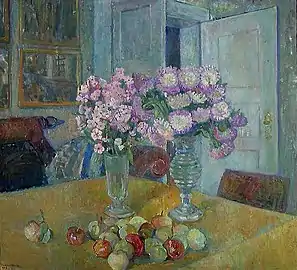 Efterårsblomster og æbler, 1908