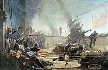 Christian Mølsted,Ombord på frigatten "Niels Juel" under slaget ved Helgoland 9. maj 1864, 1897-1898 Det Nationalhistoriske Museum på Frederiksborg Slot