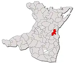 Kommunens beliggenhed i distriktet Constanța