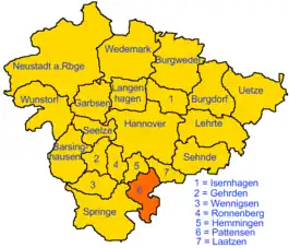 Pattensens placering i Region Hannover