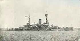 Peder Skram i 1939. Ringene på skorstenen er væk, fordi søsterskibene er udrangerede.