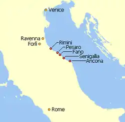 Pentapolis' placering