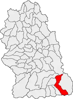 Kommunens beliggenhed i distriktet Hunedoara