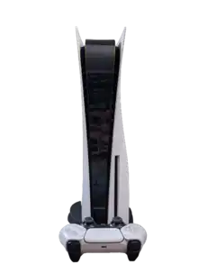 En PlayStation 5 med en DualSense-controller