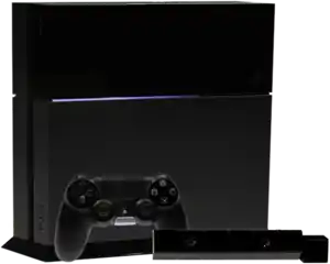 En PlayStation 4 konsol samt en DualShock 4 controller og PlayStation Camera.