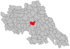 Kommunens beliggenhed i distriktet Iași