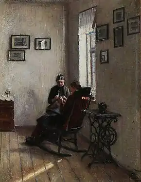 Interiør med symaskine