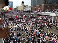 22. februar, demonstration i Yangons centrum.