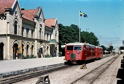 Skinnebus ved Visby station i 1960