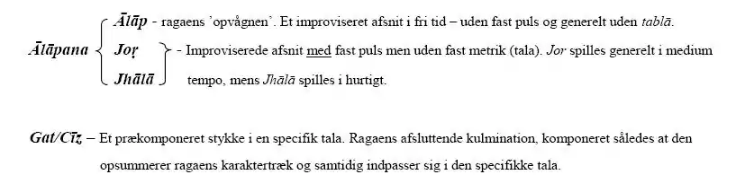 En overordnet skitsering af ragaens generelle opførelsesform