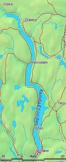 Kort over Randsfjorden