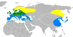Udbredelsen af Grønsisken Sommer Hele året Vinter