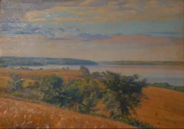 Landskab med fjordparti og marker, 1925