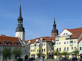 Rådhuset og Korskirken i Spremberg
