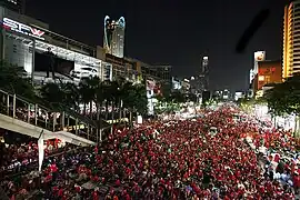 Rødtrøje protest ved Ratchaprasong-krydset i Bangkok den 3. april.