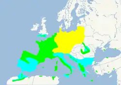 Den omtrentlige udbredelse
Sommer Vinter Hele året