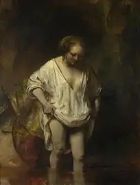 "Badende kvinde" (1654)Rembrandt van RijnOlie på læred, 618 × 470 mmNational Gallery