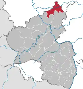 Lage des Landkreis Altenkirchen (Westerwald) in Rheinland-Pfalz (anklickbare Karte)