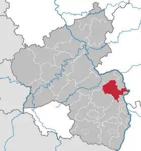 Lage des Landkreis Alzey-Worms in Rheinland-Pfalz (anklickbare Karte)