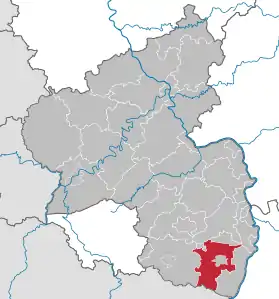 Tyskland, beliggenhed af Landkreis Südliche Weinstraße markeret