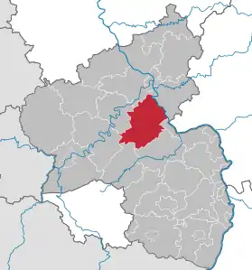 Lage des Rhein-Hunsrück-Kreis in Rheinland-Pfalz (anklickbare Karte)