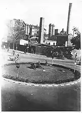 Toftegårds Plads med tre tyske soldater i 1944 under 2. verdenskrig