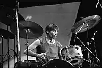 Charlie Watts med Stones i Rupp Arena, Lexington Kentucky 11 December 1981.