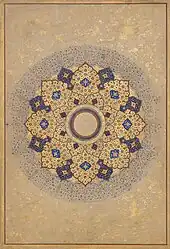 "Rosette med navnene og titlerne på shah Jahan", folio fra shah Jahan-albummet, omkring 1645, i Metropolitan Museum of Art