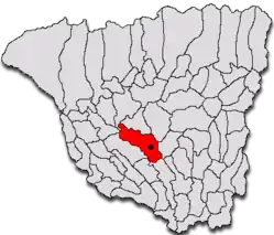 Kommunens beliggenhed i distriktet Gorj