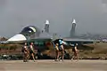 En russisk Su-34 ved Khmejmim Air Base i Syrien