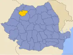 Administrative map of Rumænien  with Sălaj highlighted