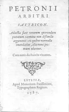Satyricon ved Pithou (1587).