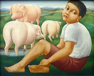 Ung svinehyrde, ca. 1930Junger Schweinehirt