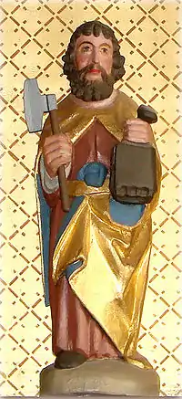 Sct. Mathias med Posebind; Detalje fra altertavlen.