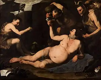Jusepe de Ribera, Silenos mellem satyr og fauner, 1626, Museo di Capodimonte