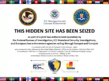 Skærmbillede af siet efter nedlukningen