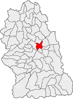 Kommunens beliggenhed i distriktet Hunedoara