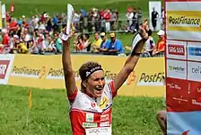 Simone Niggli-Luder jubler over sejeren på langdistance, VM 2012