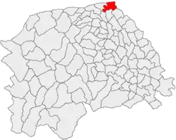 Kommunens beliggenhed i distriktet Suceava
