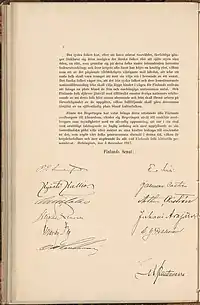 Finlands uafhængighedserklæring i den svenske udgave