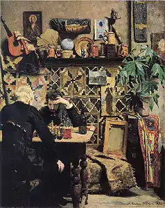 Sjakkspillere, 1886. Wentzels venner Oscar Lærum (t.v.) og Harald Bertrand