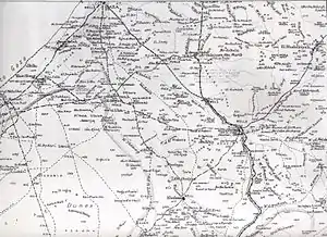 Britisk militærkort over Gaza og Beersheba i 1917