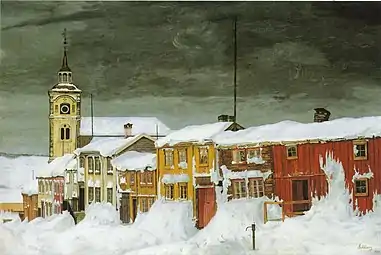 Efter snestorm, Lillegaten Røros 1903(Nasjonalgalleriet i Oslo)