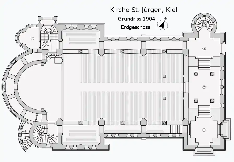 Plantegning af St. Jürgens kirke