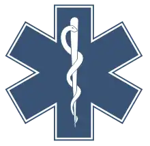 Star of Life med æskulapstav (for ambulancetjeneste)