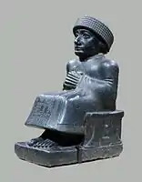 Dioritstatue af Gudea, Mesopotamien ca. 2100 f.Kr., Metropolitan Museum of Art
