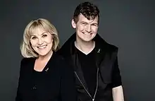 Susse Wold og Mads Adam Heindorf i forbindelse med sløjfe projektet til fordel for Aids-Fondet