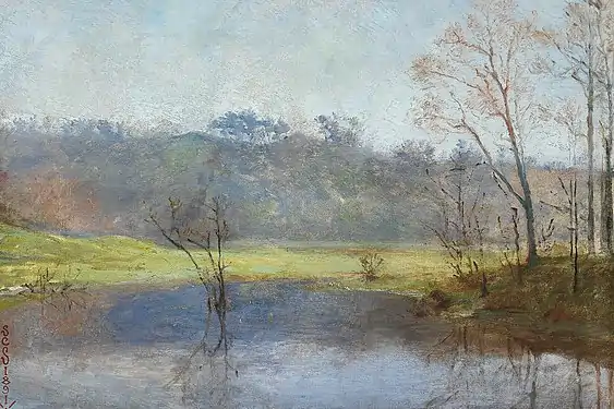 Klar efterårsdag ved en skovsø, 1891