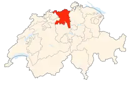 Kort som viser hvor i Schweiz Aargau ligger