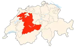 Bern kantonss beliggenhed i Schweiz